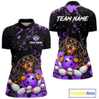 Purple Funny Dachshund Dog Custom Bowling Shirts Bowling Team Jersey Polo & 1/4 Zip