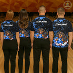 Blue Funny Dachshund Dog Custom Bowling Shirts Bowling Team Jersey Polo & 1/4 Zip