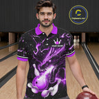Purple Lightning Dragon Custom Bowling Shirts Bowling Team Jersey Polo & 1/4 Zip
