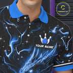 Blue Lightning Dragon Custom Bowling Shirts Bowling Team Jersey Polo & 1/4 Zip