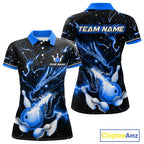 Blue Lightning Dragon Custom Bowling Shirts Bowling Team Jersey Polo & 1/4 Zip