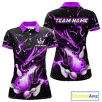 Purple Lightning Dragon Custom Bowling Shirts Bowling Team Jersey Polo & 1/4 Zip