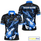 Blue Lightning Dragon Custom Bowling Shirts Bowling Team Jersey Polo & 1/4 Zip