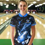 Blue Lightning Dragon Custom Bowling Shirts Bowling Team Jersey Polo & 1/4 Zip