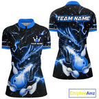 Blue Lightning Dragon Custom Bowling Shirts Bowling Team Jersey Polo & 1/4 Zip
