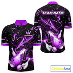 Purple Lightning Dragon Custom Bowling Shirts Bowling Team Jersey Polo & 1/4 Zip