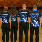 Blue Lightning Dragon Custom Bowling Shirts Bowling Team Jersey Polo & 1/4 Zip