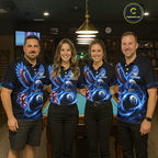 Custom Blue Lightning Eagle US Flag 8 Ball Billiard Shirts Billiard Team Jerseys