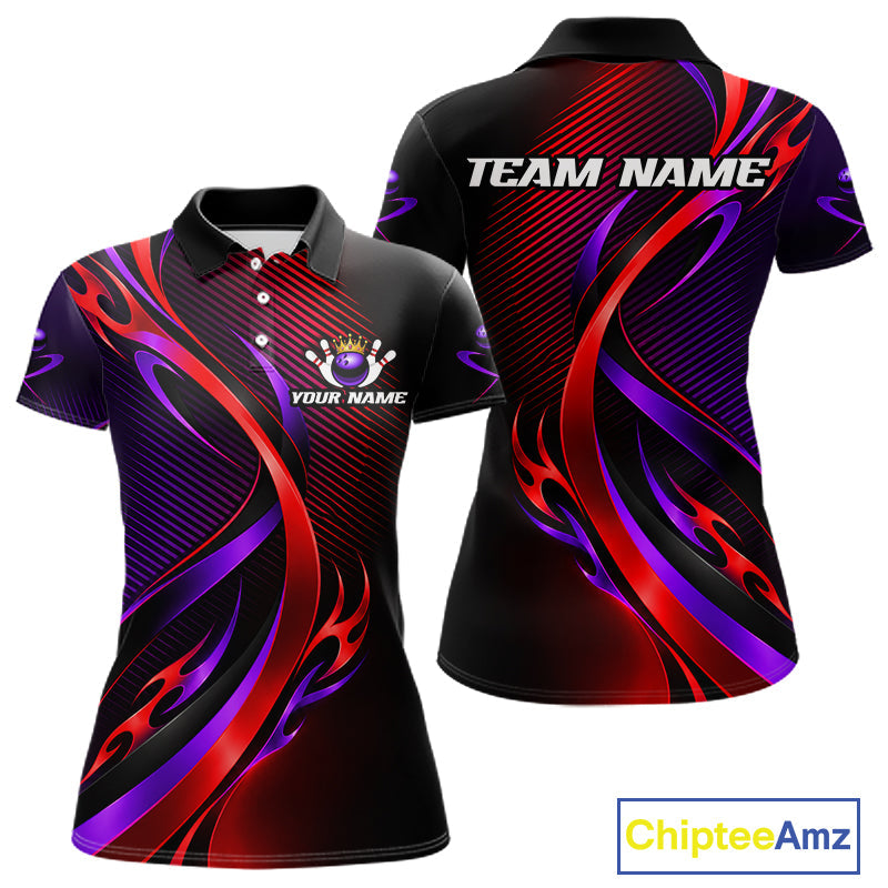 Purple and Red Bowling Jersey Custom Bowling Team Shirts Bowling League for Bowler