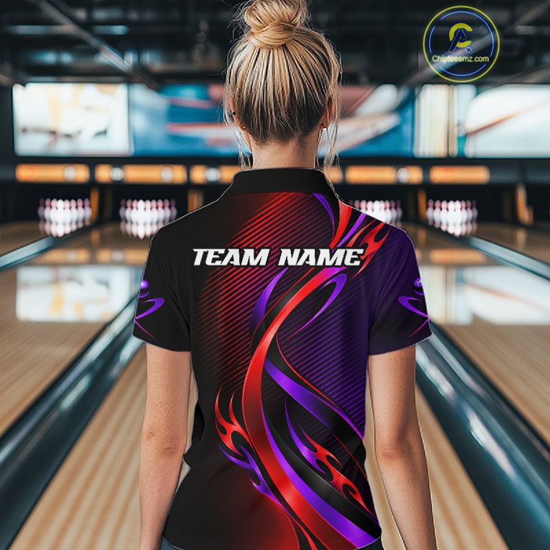 Purple and Red Bowling Jersey Custom Bowling Team Shirts Bowling League for Bowler