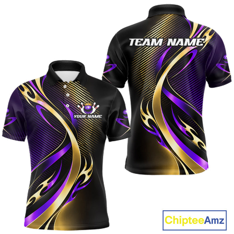 Purple and Gold Bowling Jersey Custom Bowling Team Shirts Bowling League for Bowler