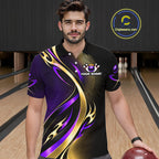 Purple and Gold Bowling Jersey Custom Bowling Team Shirts Bowling League for Bowler