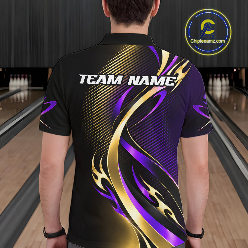 Purple and Gold Bowling Jersey Custom Bowling Team Shirts Bowling League for Bowler