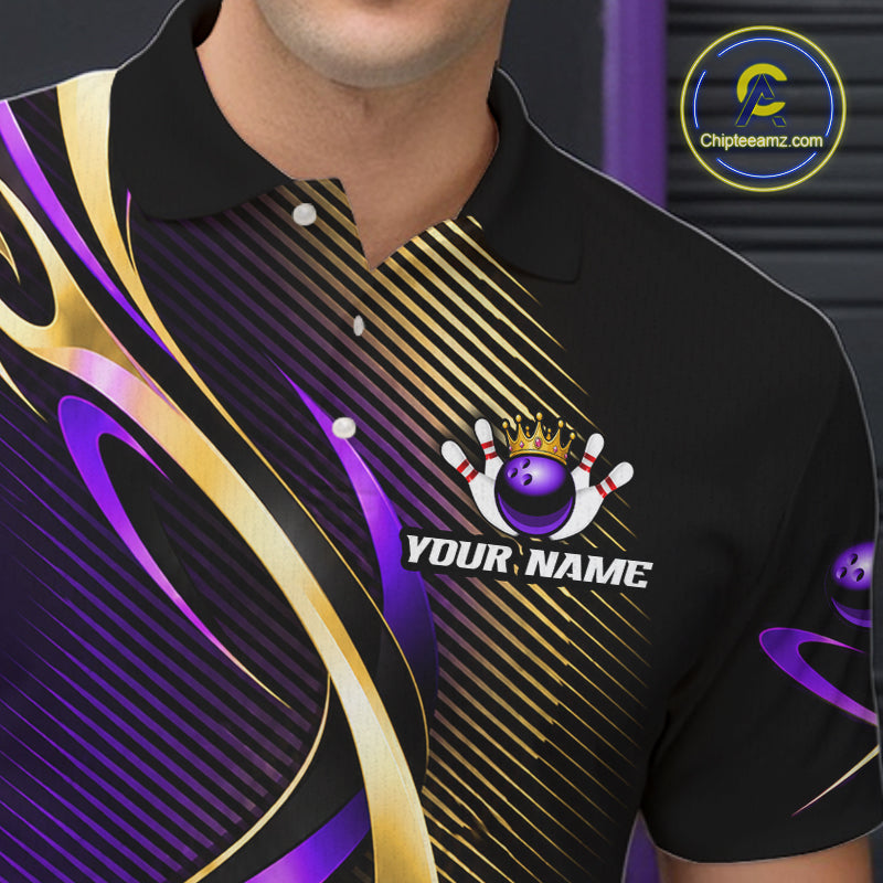 Purple and Gold Bowling Jersey Custom Bowling Team Shirts Bowling League for Bowler