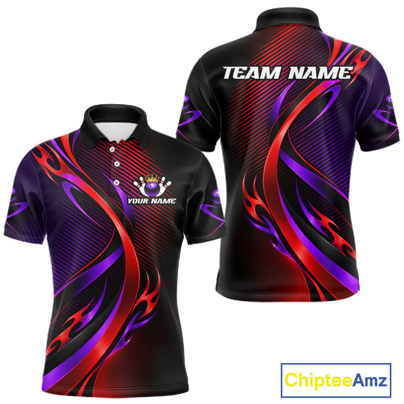 Purple and Red Bowling Jersey Custom Bowling Team Shirts Bowling League for Bowler
