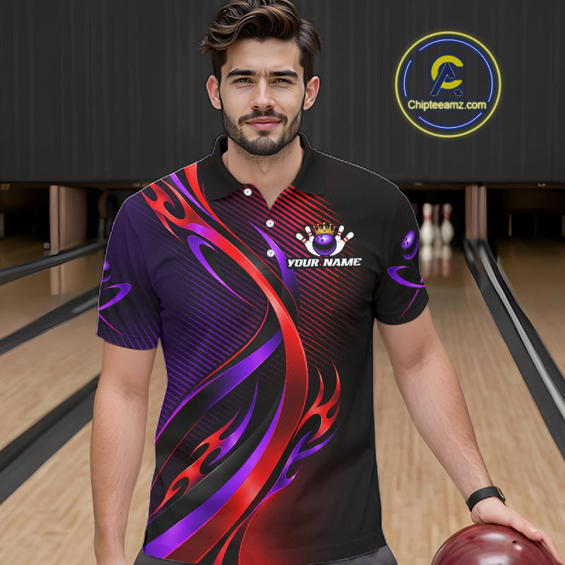 Purple and Red Bowling Jersey Custom Bowling Team Shirts Bowling League for Bowler