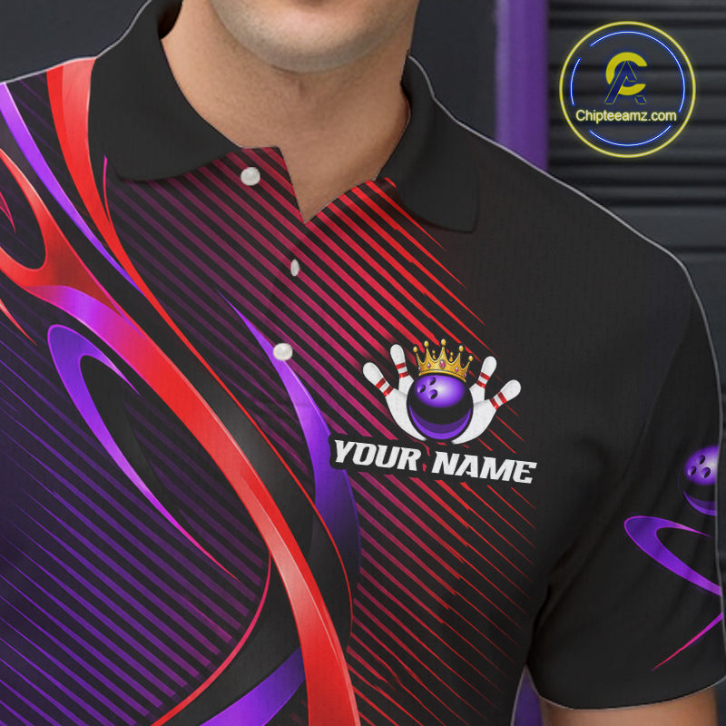Purple and Red Bowling Jersey Custom Bowling Team Shirts Bowling League for Bowler