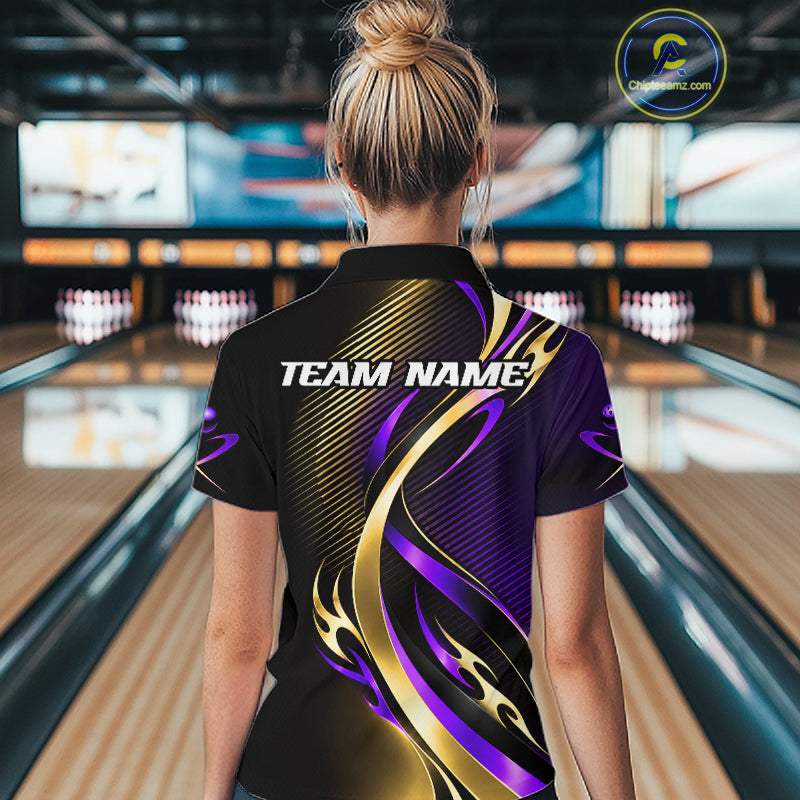 Purple and Gold Bowling Jersey Custom Bowling Team Shirts Bowling League for Bowler