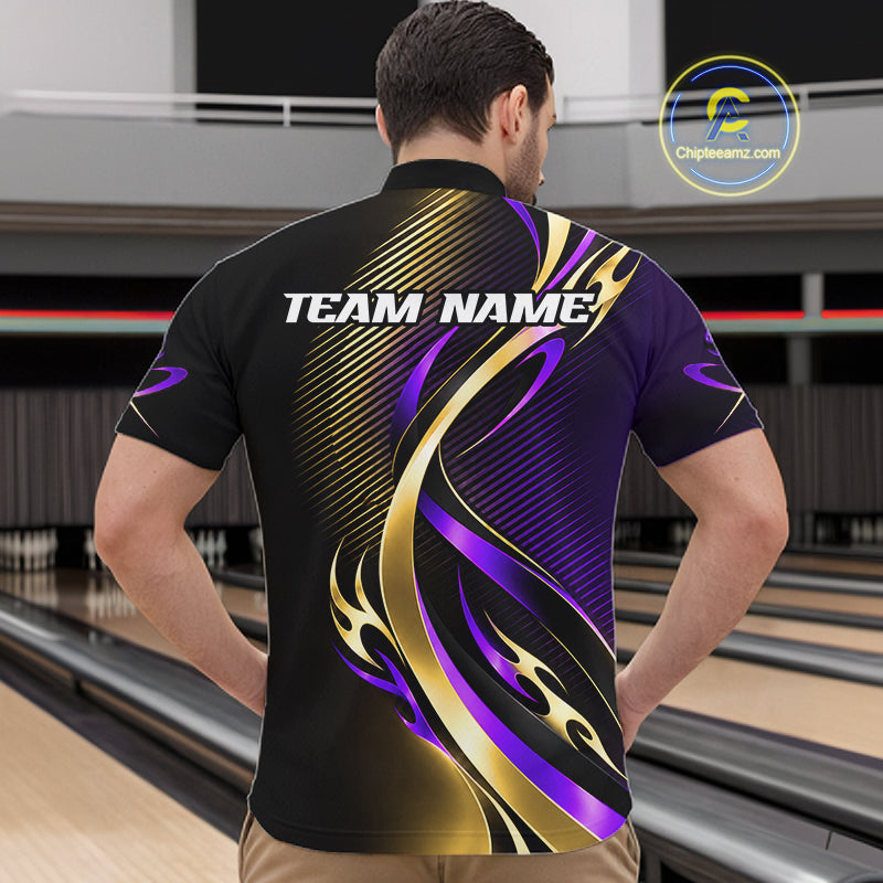 Purple and Gold Bowling Jersey Custom Bowling Team Shirts Bowling League for Bowler