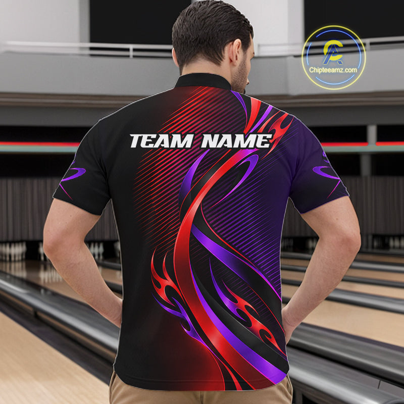 Purple and Red Bowling Jersey Custom Bowling Team Shirts Bowling League for Bowler