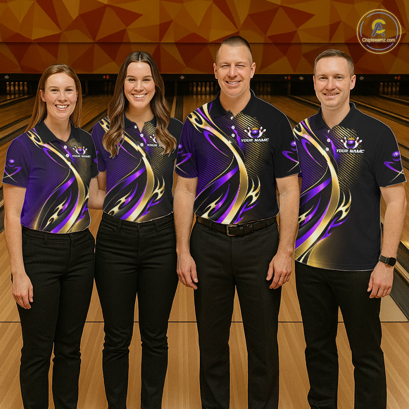 Purple and Gold Bowling Jersey Custom Bowling Team Shirts Bowling League for Bowler