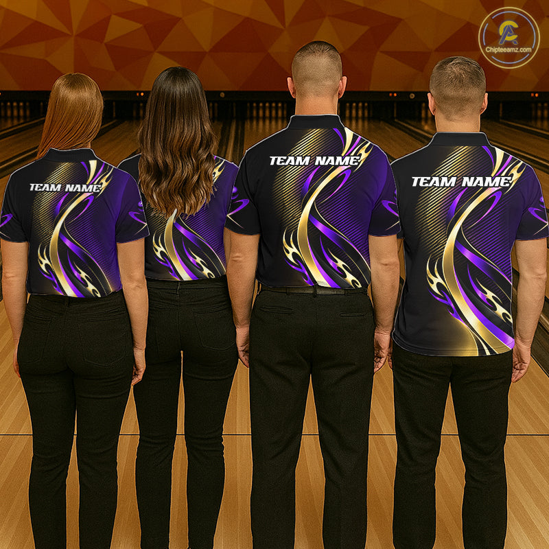 Purple and Gold Bowling Jersey Custom Bowling Team Shirts Bowling League for Bowler