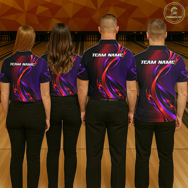 Purple and Red Bowling Jersey Custom Bowling Team Shirts Bowling League for Bowler