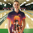 Funny Cat Retro Sunset Bowling Shirts Custom Bowling Team Jerseys Bowling Tournament