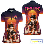 Funny Cat Retro Sunset Bowling Shirts Custom Bowling Team Jerseys Bowling Tournament