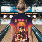 Funny Cat Retro Sunset Bowling Shirts Custom Bowling Team Jerseys Bowling Tournament