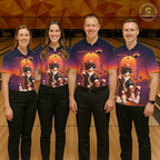 Funny Cat Retro Sunset Bowling Shirts Custom Bowling Team Jerseys Bowling Tournament