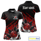 Custom Red Bowling Jerseys, Personalized Bowling Team Shirts Bowling Pin And Ball