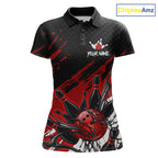 Custom Red Bowling Jerseys, Personalized Bowling Team Shirts Bowling Pin And Ball