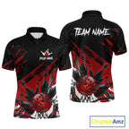 Custom Red Bowling Jerseys, Personalized Bowling Team Shirts Bowling Pin And Ball