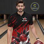 Custom Red Bowling Jerseys, Personalized Bowling Team Shirts Bowling Pin And Ball