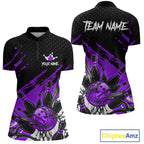 Custom Purple Bowling Jerseys, Personalized Bowling Team Shirts Bowling Pin And Ball