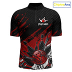 Custom Red Bowling Jerseys, Personalized Bowling Team Shirts Bowling Pin And Ball