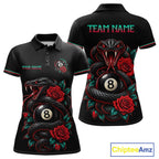 Custom Snake and Rose Flowers 8 Ball Billiard Team Shirts Billiard League Jerseys