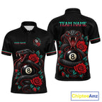 Custom Snake and Rose Flowers 8 Ball Billiard Team Shirts Billiard League Jerseys