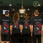 Custom Snake and Rose Flowers 8 Ball Billiard Team Shirts Billiard League Jerseys
