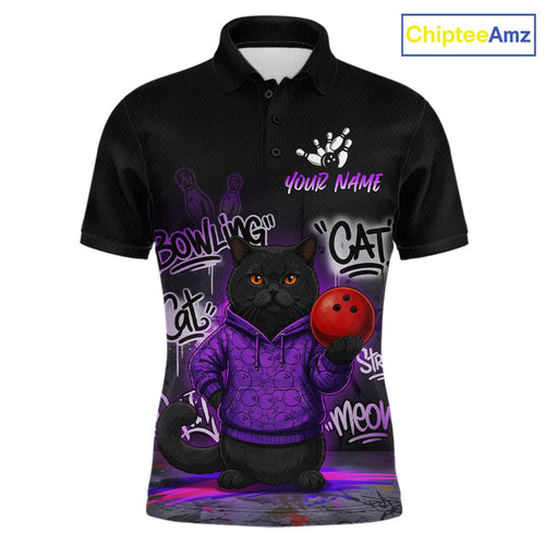 Custom Funny Black Cat Bowling Jersey Bowling League Bowling Team Shirts