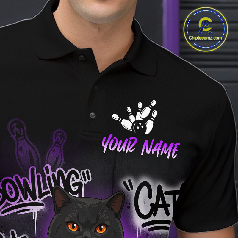 Custom Funny Black Cat Bowling Jersey Bowling League Bowling Team Shirts