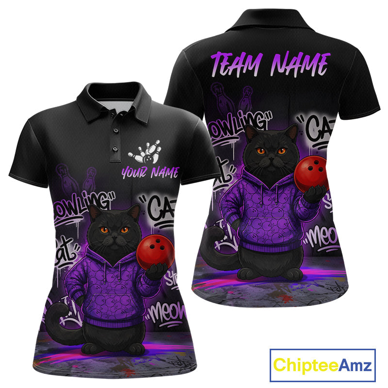 Custom Funny Black Cat Bowling Jersey Bowling League Bowling Team Shirts