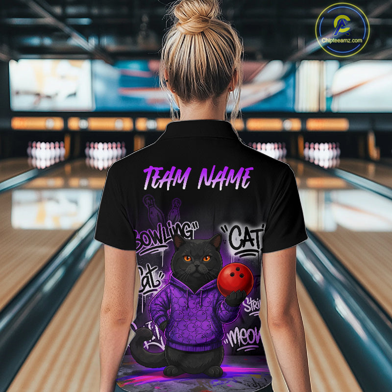 Custom Funny Black Cat Bowling Jersey Bowling League Bowling Team Shirts