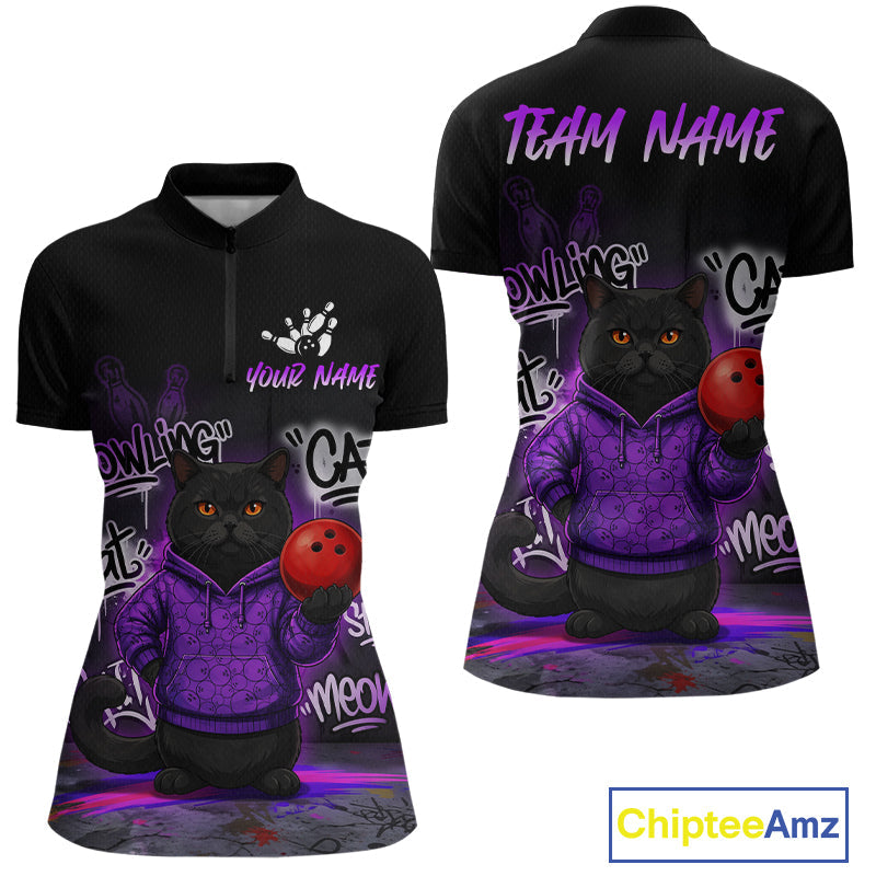 Custom Funny Black Cat Bowling Jersey Bowling League Bowling Team Shirts