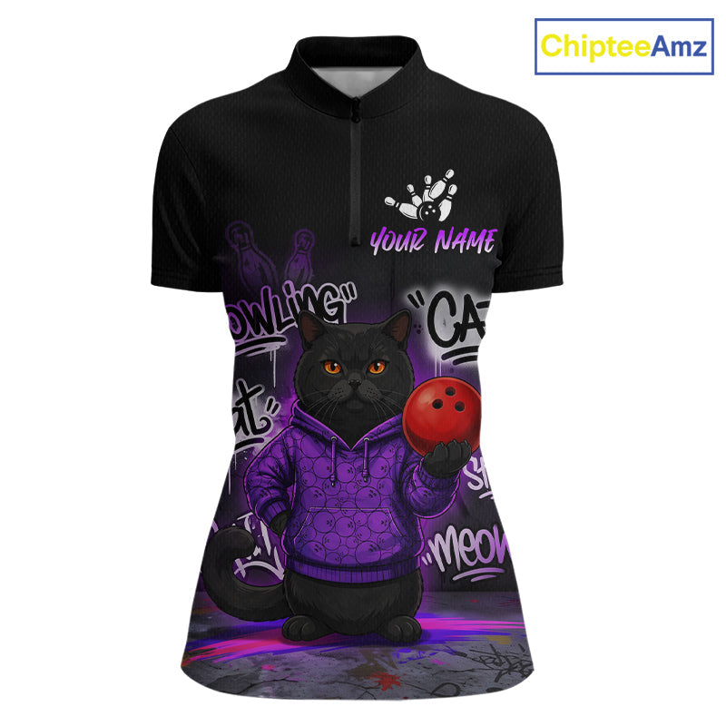 Custom Funny Black Cat Bowling Jersey Bowling League Bowling Team Shirts