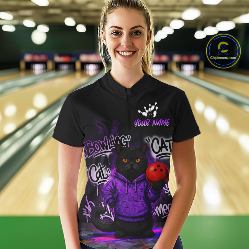 Custom Funny Black Cat Bowling Jersey Bowling League Bowling Team Shirts