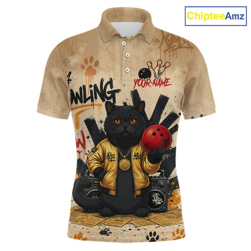 Custom Black Cat Bowling Jersey Funny Cat Bowling League Bowling Team Shirts