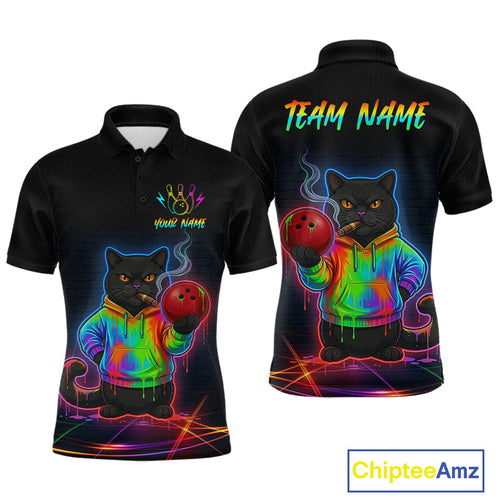 Custom Neon Black Cat Bowling Jersey Funny Bowling League Bowling Team Shirts