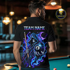 Custom Neon Flaming Grim Reaper 8 Ball Billiard Team Shirts Billiard League Jerseys